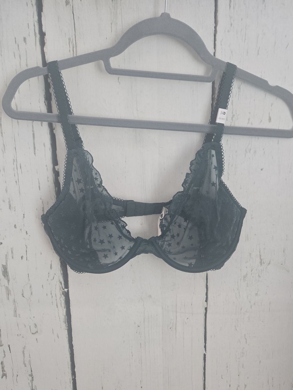 PINK Victoria's Secret Sheer Star Mesh Underwire Bra in Dark Teal